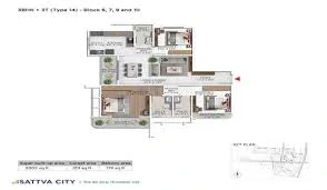 Sattva KIADB 2 BHK Luxe floor plan
